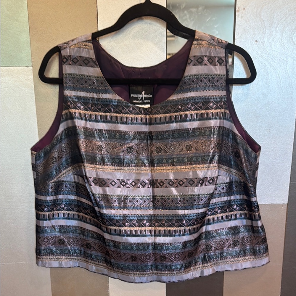 Vintage 90s Abstract Blouse Tank Top, Boho Fairycore